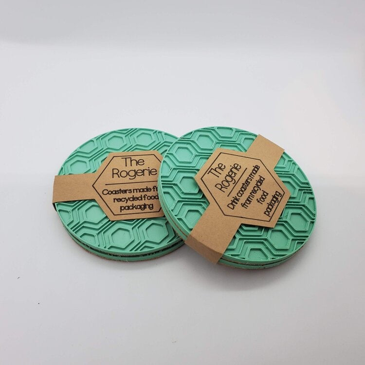 Teal Recycled Plastic Drink Coasters