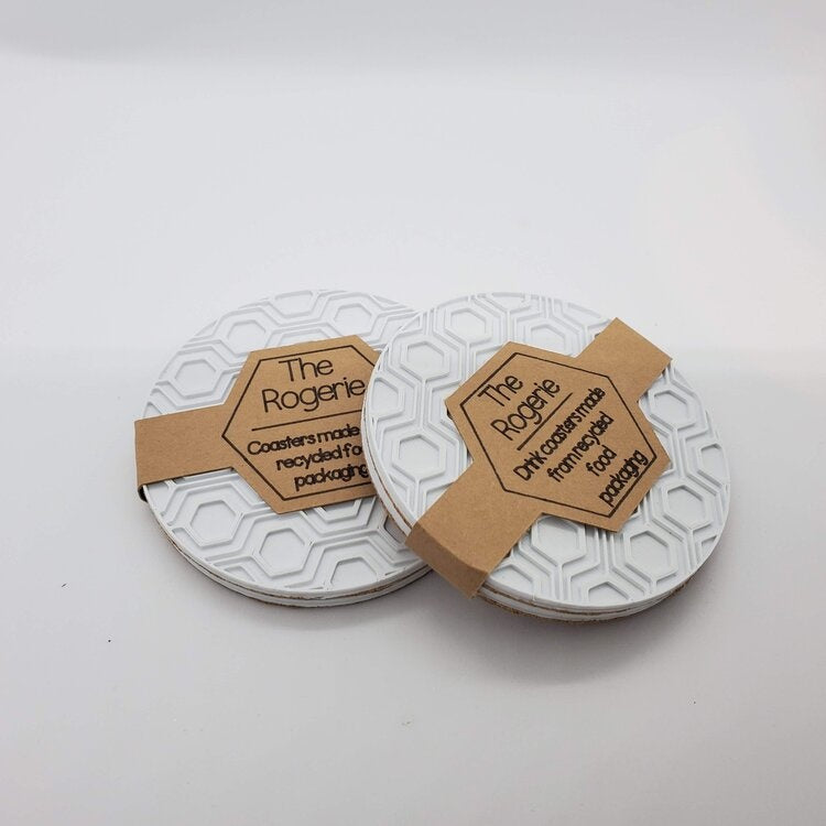 white Recycled Plastic Drink Coasters