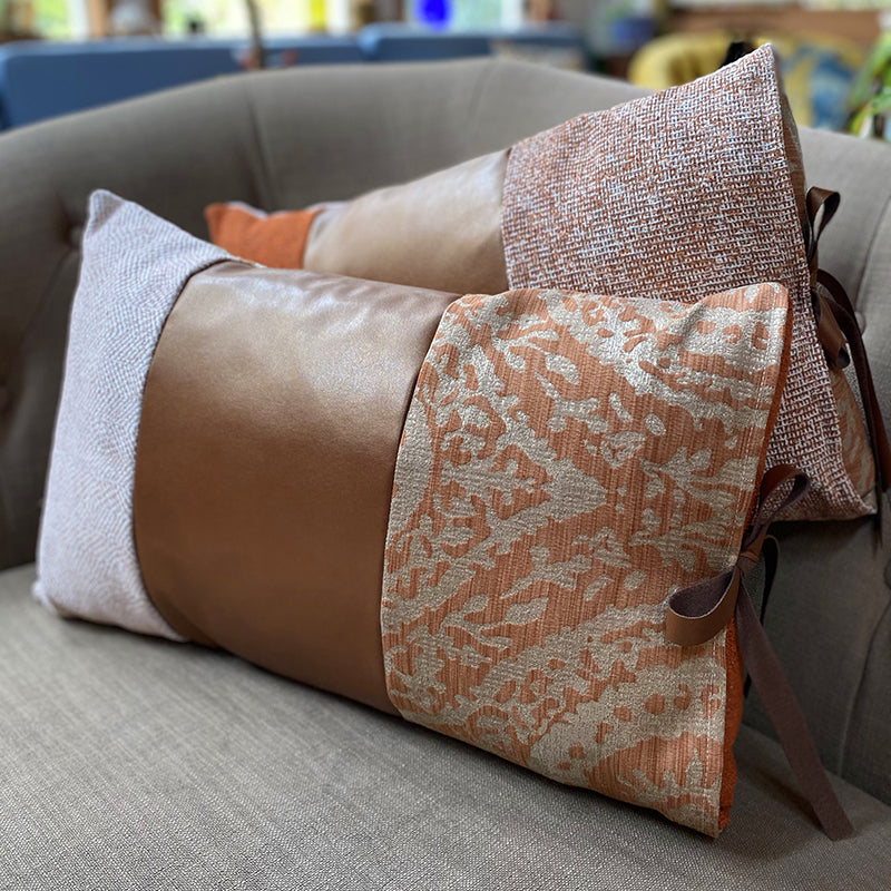 Orange Patchwork Lumbar Pillows