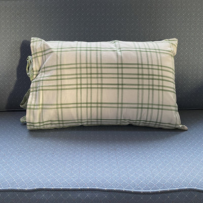 One-of-a-kind pillow made from recycled upholstery samples.