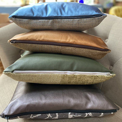 Recycled Faux Leather Square Pillows
