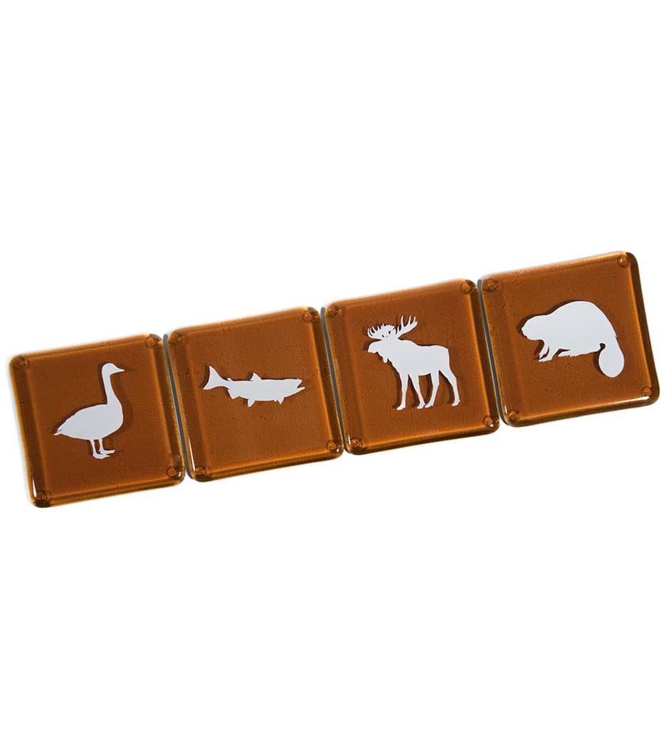 recycled glass coaster set - canadian animals