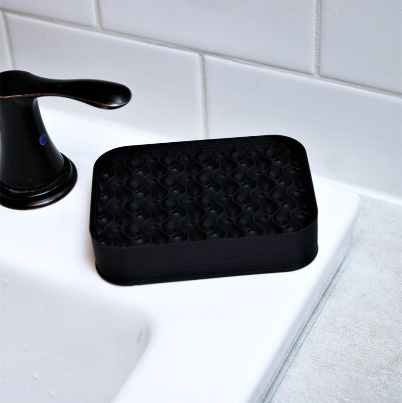 Black Recycled Plastic Rectangle Soap Dish