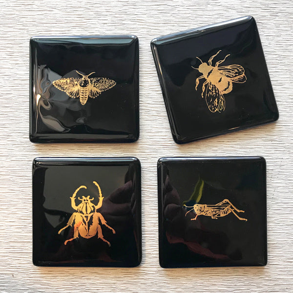 Recycled Glass Bug Coasters