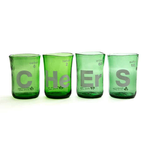 Recycled Glass Tumbler Set - green cheers
