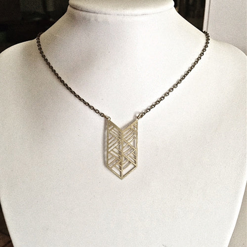 brass chevron design necklace