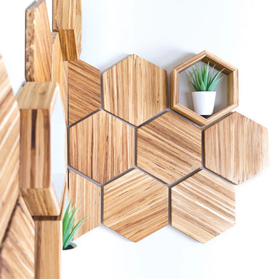 Recycled Chopstick Hex Wall Decor Set (Set of 9)