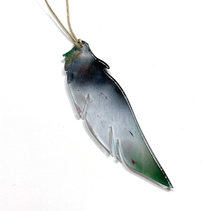hand painted acrylic feather ornament