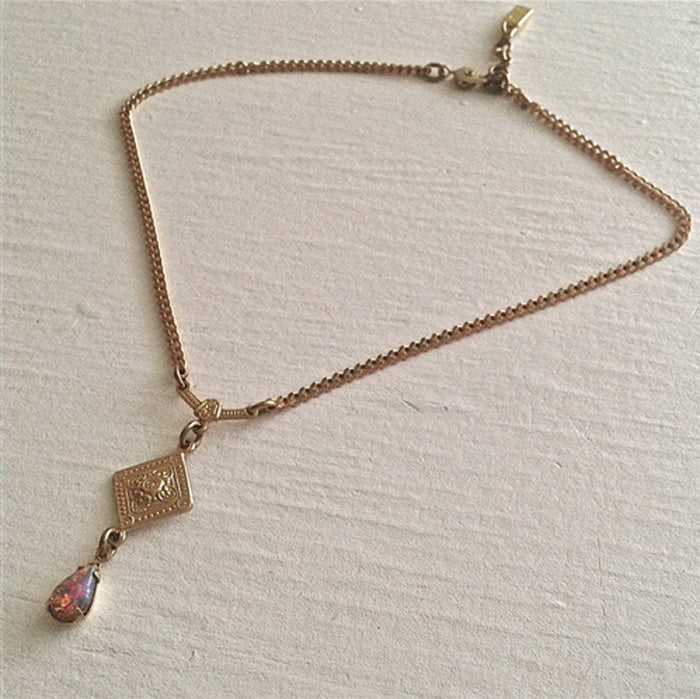 Brass and Fire Opal Chocker Necklace