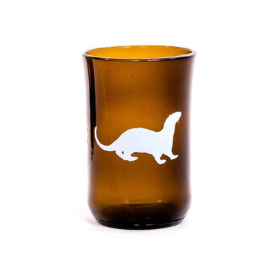 recycled beer bottle tumbler with white otter print