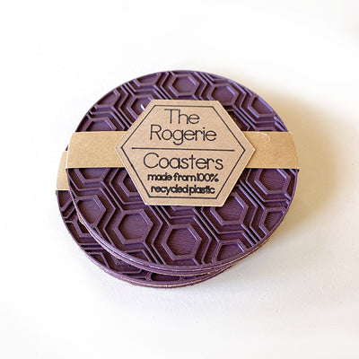 Purple Recycled Plastic Drink Coasters