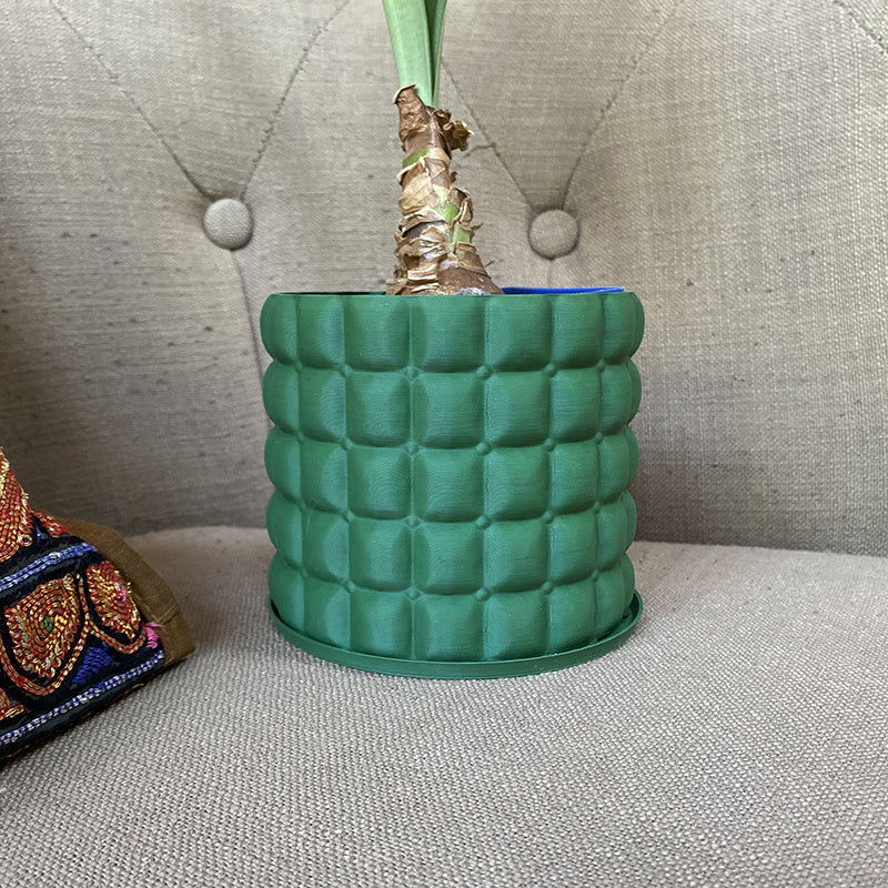 Forest green 3D printed recycled plastic planter