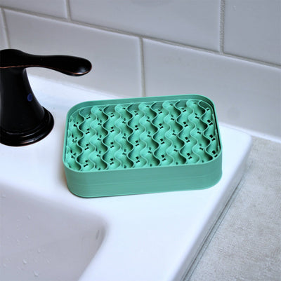 Teal Recycled Plastic Rectangle Soap Dish